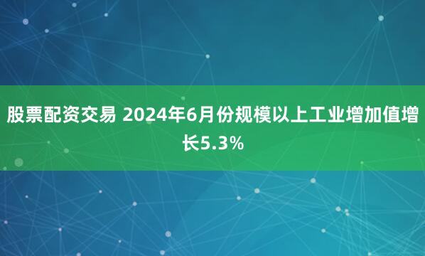 股票配资交易 2024年6月份规模以上工业增加值增长5.3%